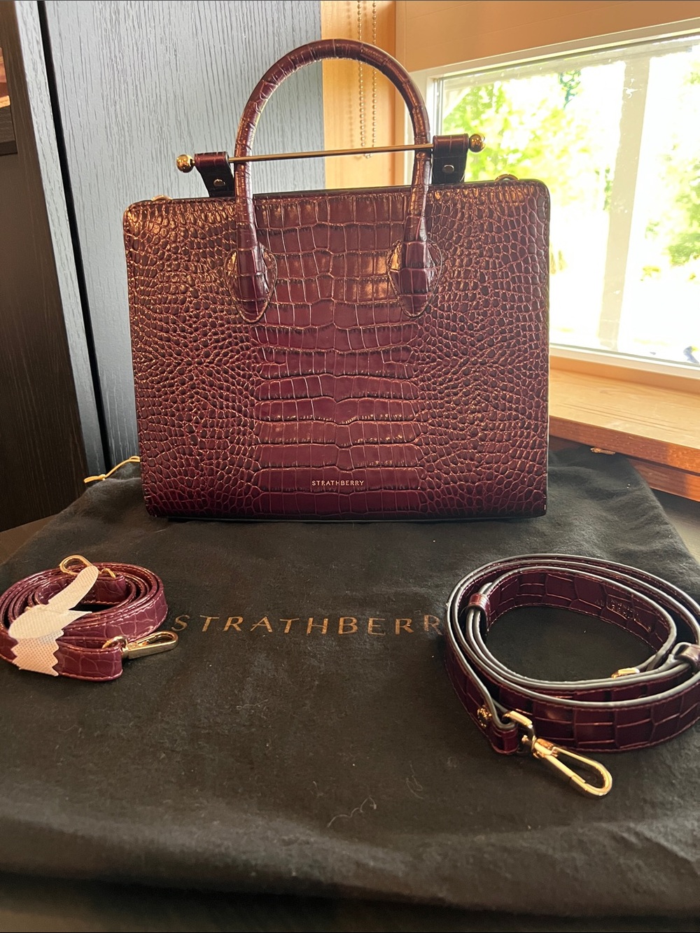 Strathberry Oxblood Croc Embossed Bag | Marcia Gay Harden | So Help Me Todd